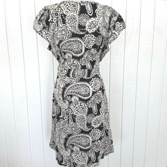 Tommy Hilfiger Wrap Mini Dress Short Sleeve Paisley Black Lightweight Casual XL - Picture 5 of 7